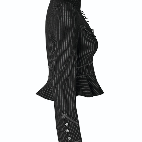 💥JUST IN💥 PunkRave Pinstripe Lace-Up Uniform Top - Picture 2 of 6